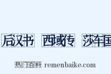 后汉书·西域传·莎车国是什么意思的图片